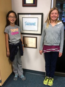 Evelyn Wu and Katrina Horn from Fairmont Elementary School.