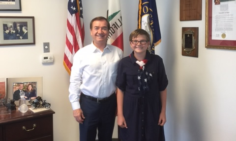 Congressman Ed Royce and Emily from Yorba Linda Middle.