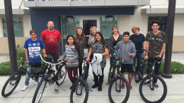 Students with their new bikes.