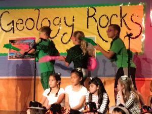 Geology rocks performance at Golden Elementary School.