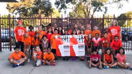 Golden Elementary School students and staff wearing orange to spread the message of anti-bullying.