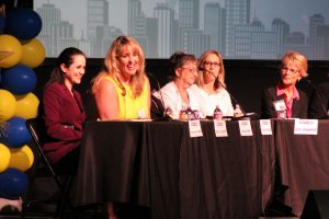 Panelists enjoy answering students' questions during the Women in Industry Conference.