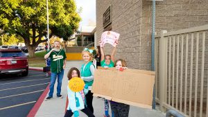 Our Boy and Girl Scout Troops cooperated in hosting a school-wide canned food drive to support the Second Harvest Food Bank.  They loved rallying our school community and donning their uniforms at school for a great cause!