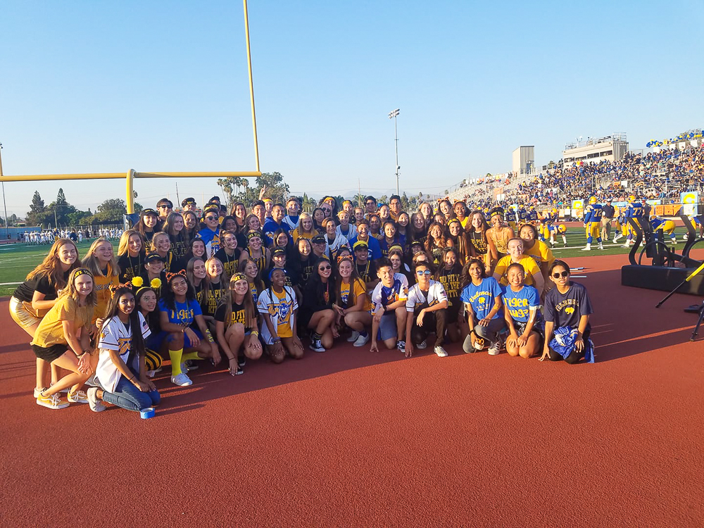 El Dorado and Valencia ASB students join together to show unity prior to the start of the Bell Game on Friday, September 7.