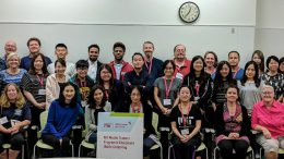 YLHS teacher Mr. Eliot is pictured with fellow MIT App Inventor Master Trainers in the back row in between the two gentlemen wearing red under the clock.