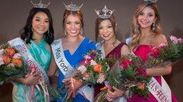 Miss Yorba Linda 2019 Monica MacDonald with Miss Yorba Linda’s Outstanding Teen 2019 Karissa Dole, left, and Miss Placentia 2019 Ashley Nelson with Miss Placentia’s Outstanding Teen 2019 Peyton Heitz, right, at the Valencia High School Auditorium on Saturday, February 2, 2019. (Photo by Frank D’Amato, Contributing Photographer)