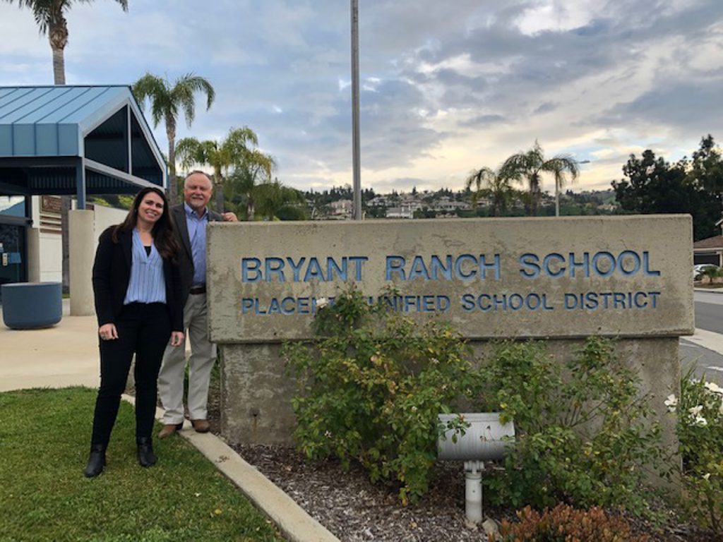 Bryant Ranch School's Principal for a Day, Bo Lowe, and Principal Shannon Robles.