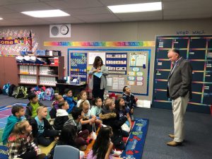 Bryant Ranch's Principal for a Day, Bo Lowe, engaging with students.