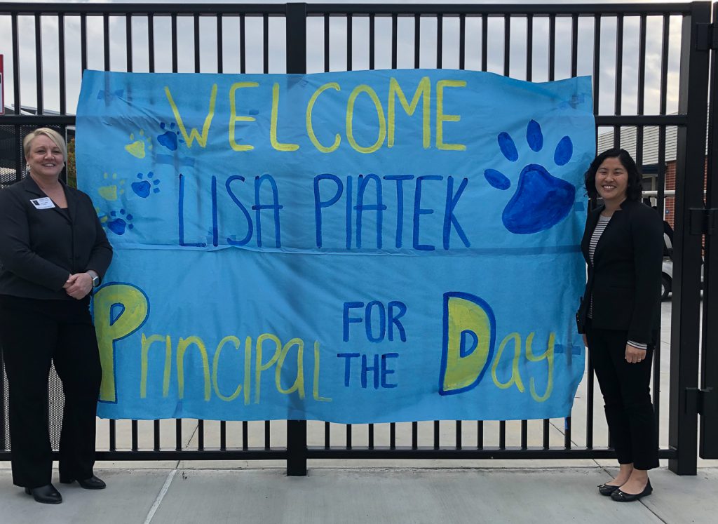 Valencia High School's Principal for a Day, Lisa Piatek, and Principal Olivia Yaung.