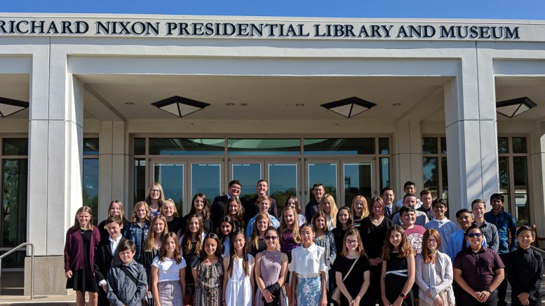 Travis Ranch students at the Richard Nixon Presidential Library & Museum.