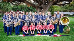 YLHS band and guard in Hawaii.