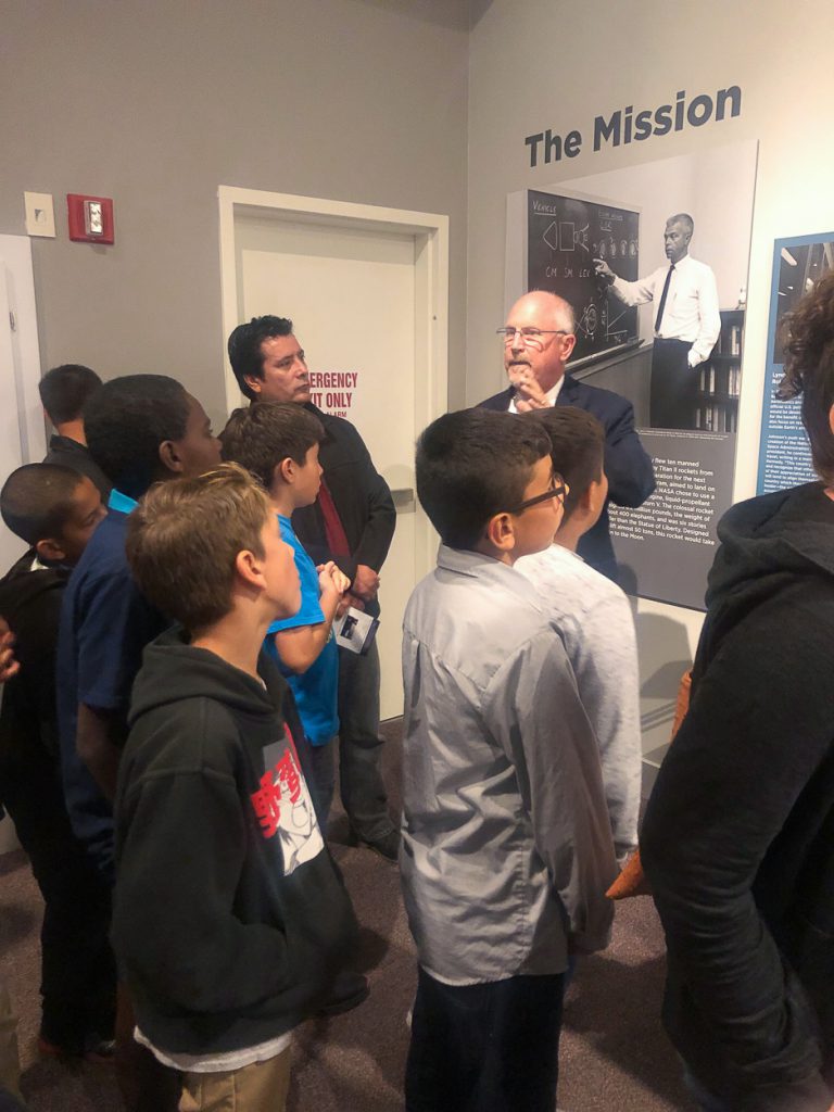 Glenview Elementary School students tour the Apollo 11 exhibit at the Richard Nixon Presidential Library and Museum.
