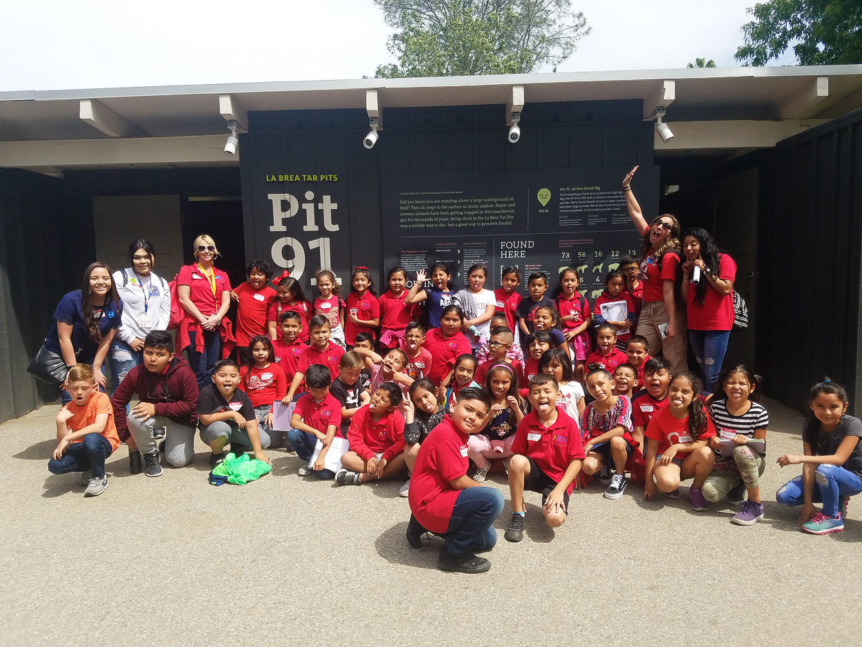 Ruby Drive second graders and teachers at the La Brea Tar Pits.