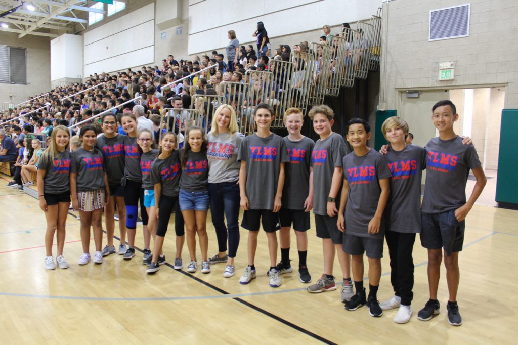 ASB Advisor, Jackie Jenkins, and Yorba Linda Middle School ASB students high-fived their fellow Bobcats as they walked into an assembly on Wednesday, August 28. This assembly was a part of the school's "Week of Welcome."
