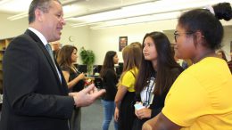 ED LAW freshman network with Placentia-Yorba Linda Unified School District Assistant Superintendent of Human Resources, Rick Lopez, at the event.