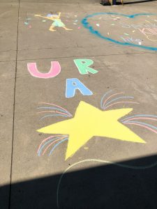 One of Ruby Drive's many chalk art creations around campus.