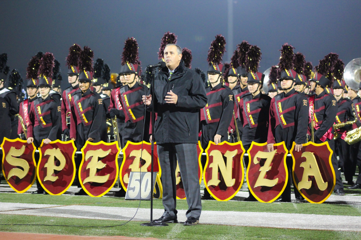 PYLUSD Superintendent, Dr. Greg Plutko, speaks to all in attendance at the 44th Annual Band Pageant on Wednesday, November 6, 2019.