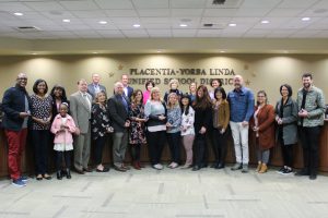 The District's Student Services and Health Services Departments pictured with various community partners who transformed the lives of one PYLUSD family.
