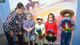 Melrose Elementary School celebrates their 100th day of school dressed as 100 year olds with Principal Nicole Hernandez.