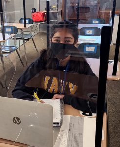 Yorba Linda Middle School 7th grader and "future engineer," Maiah Sharma, working on MATHCOUNTS' five engineer-themed Problems of the Day. 