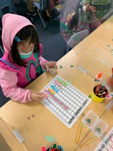 The Preppy K scholars at Van Buren Elementary were in for a (mischievous) treat on St. Patrick’s Day! They started off by finding that their classroom had been turned “upside down”, courtesy of the Preppy K Leprechaun! After all the commotion, the students decided to put their math skills to use by sorting, graphing and counting colorful Lucky Charms marshmallows. Nothing beats exciting, interactive math on St. Patrick’s day!
