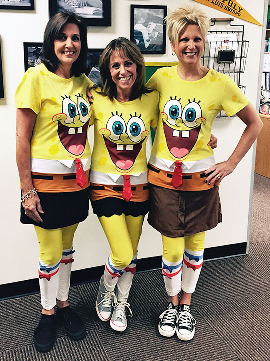 Mabel Paine’s admin team dresses as SpongeBob SquarePants