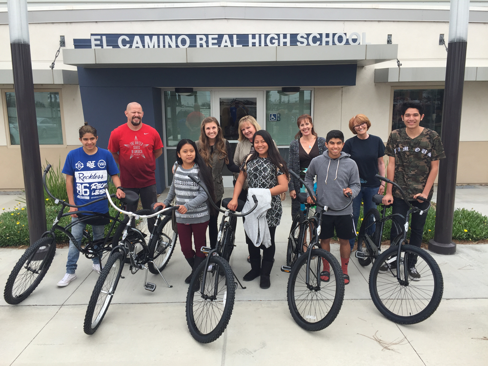 Students with their new bikes.