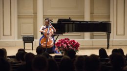 Ivette Chen playing the cello.