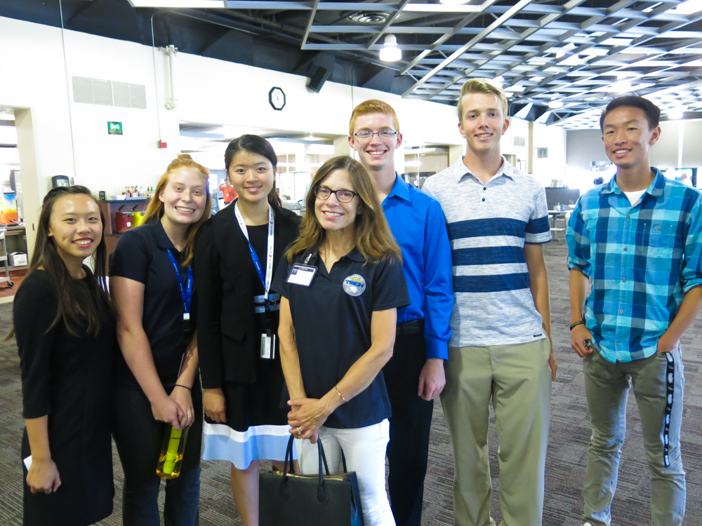 Valencia High School's Boeing interns posing for a picture with a teacher coordinator.