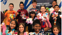Morse students with donated socks.
