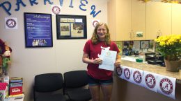 Parkview student signing her letter of intent to swim for the University of Alabama.