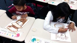 Ruby Drive students participating in art.