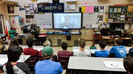 Travis ranch students on video chat.