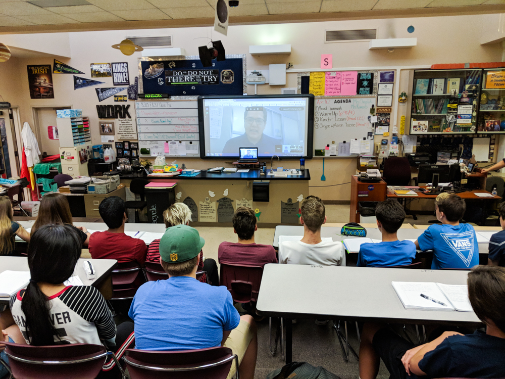 Travis ranch students on video chat.