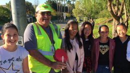 Lakeview students and their crossing guard.