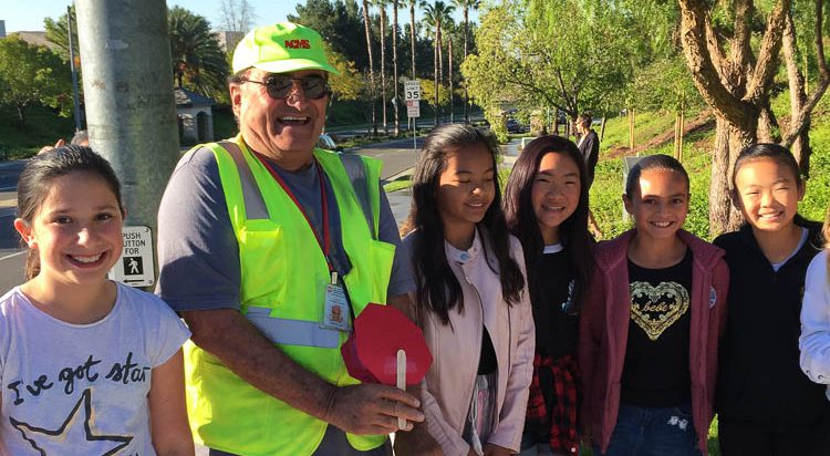 Lakeview students and their crossing guard.