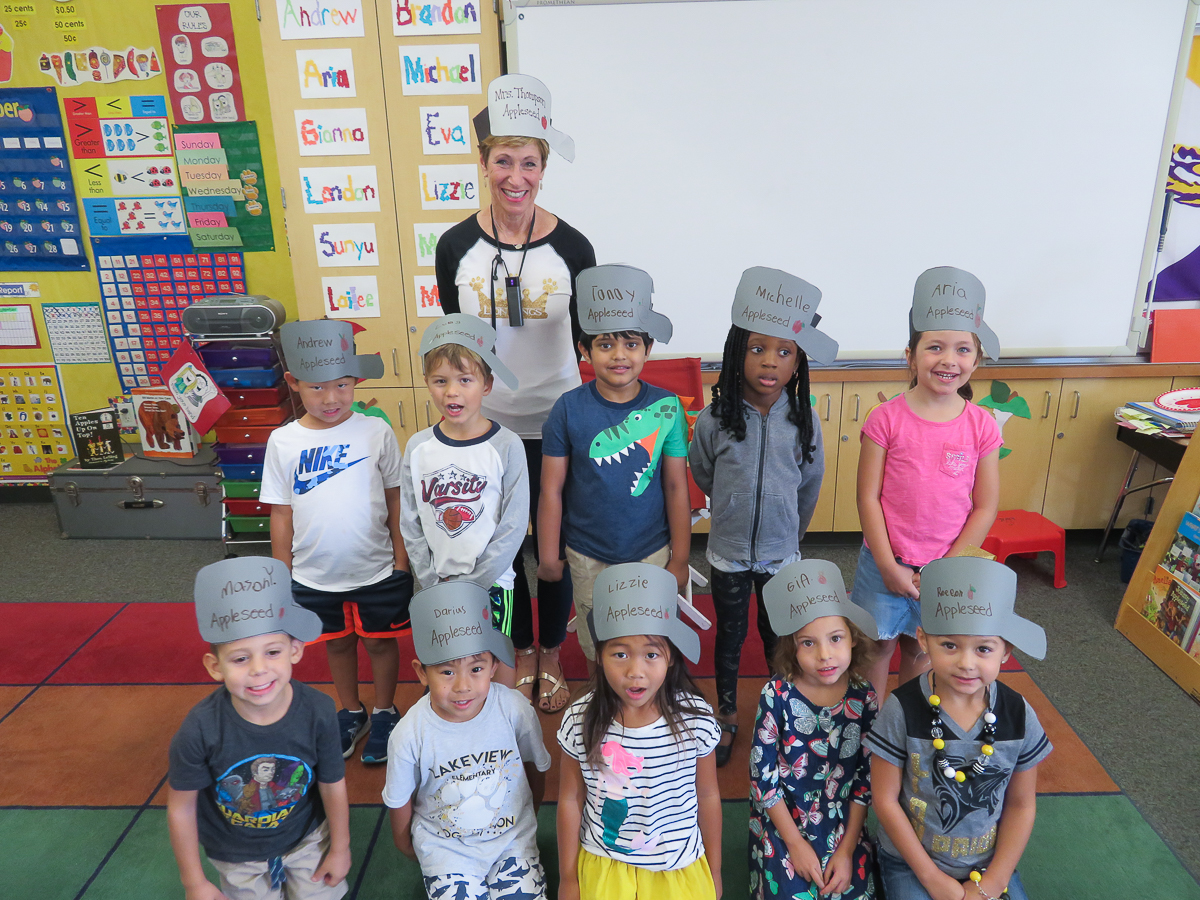 Lakeview students learning about Johnny Appleseed.
