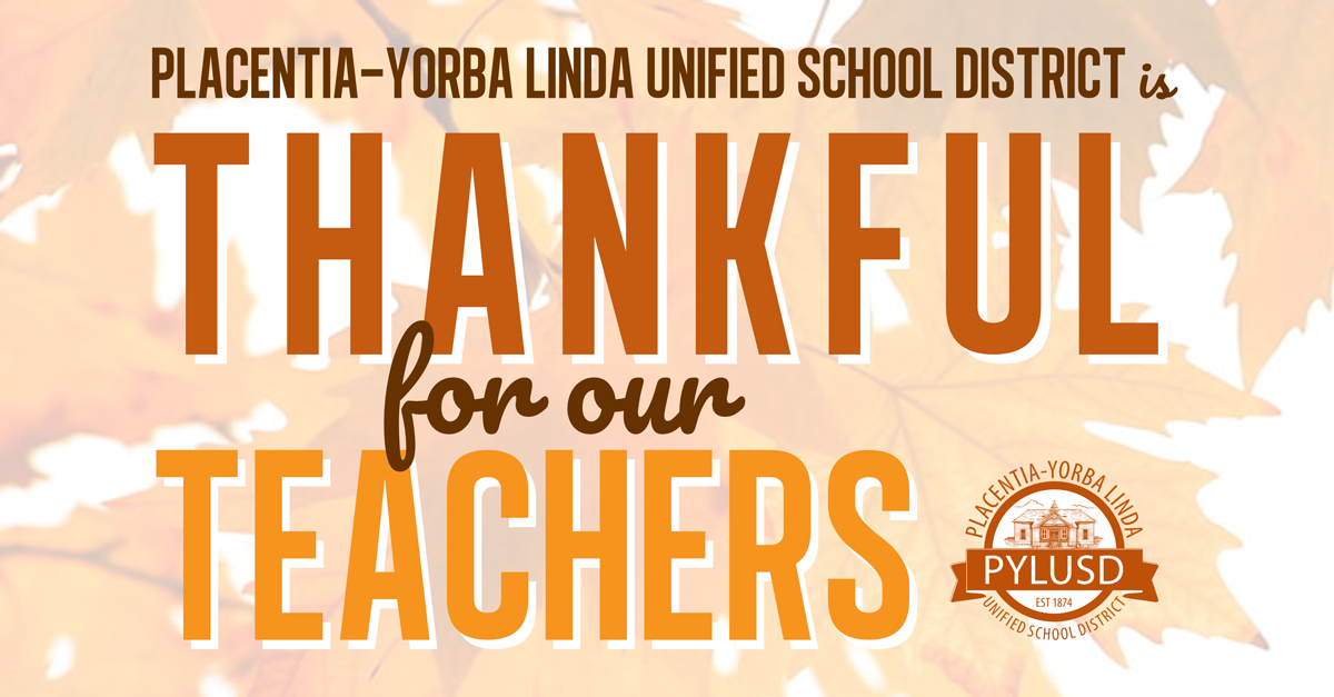 PYLUSD is thankful for our teachers!