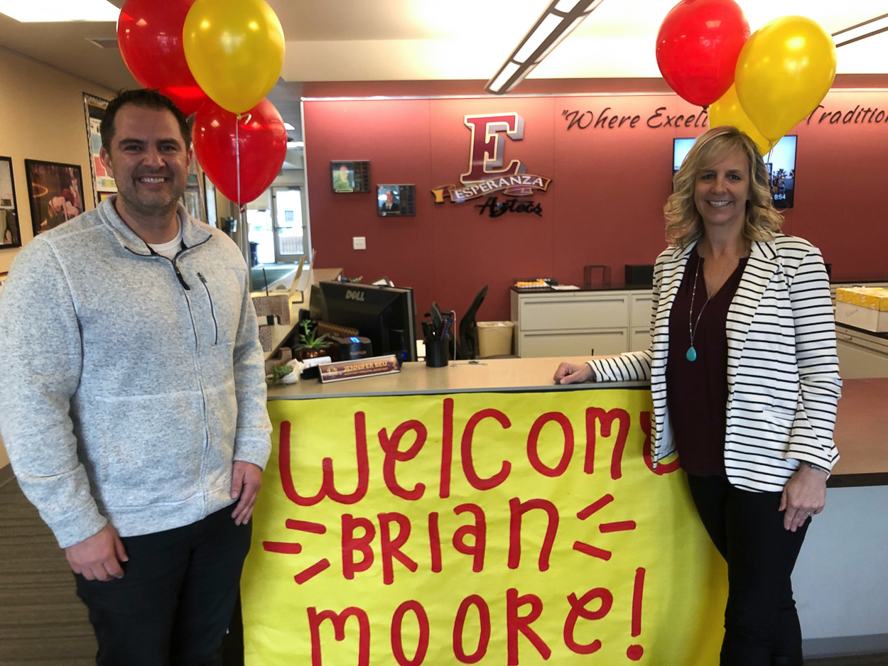 Principal for a Day Brian Moore and Principal Gina Aguilar at Esperanza High School.