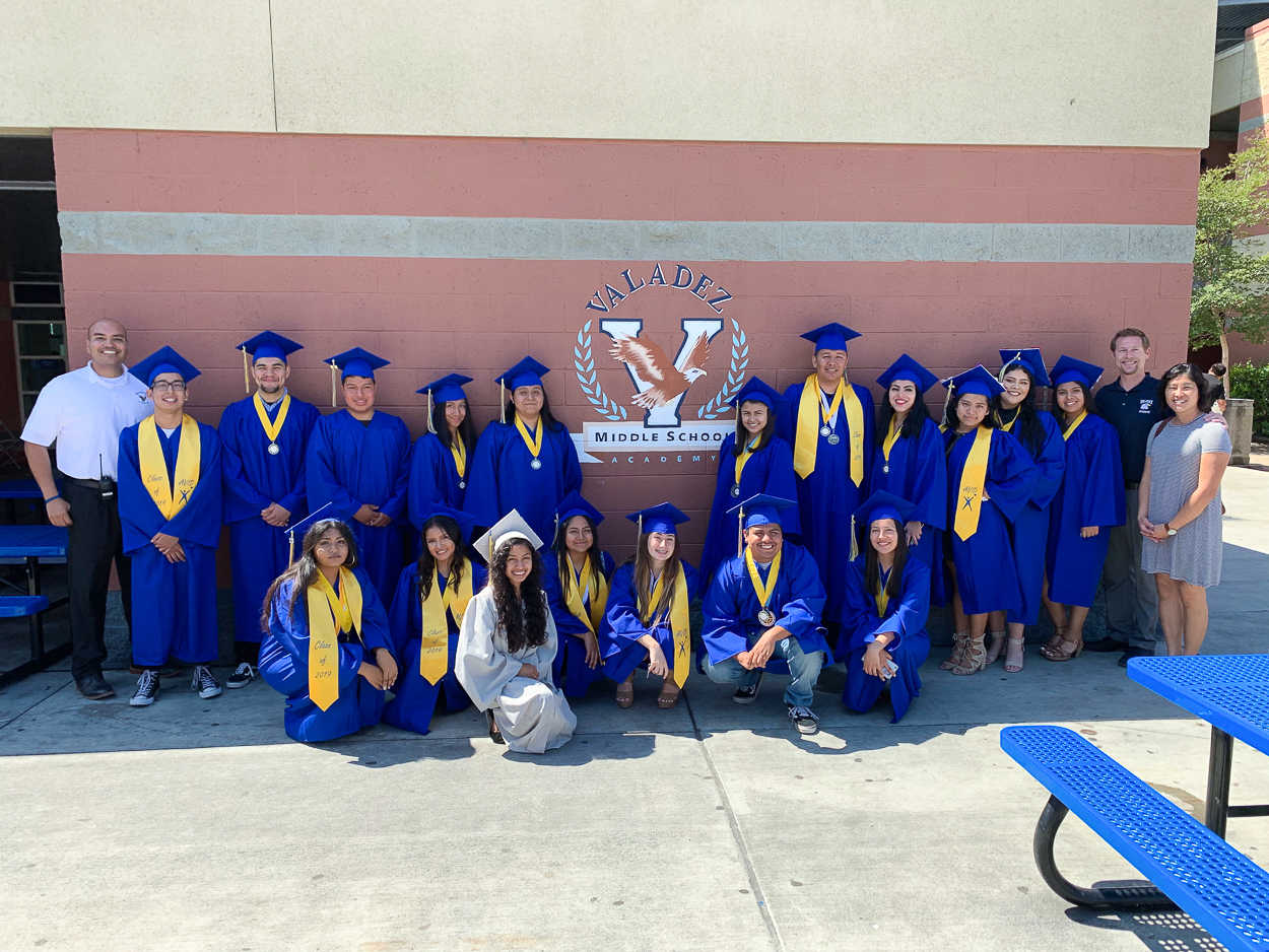Valencia High School graduates with the Class of 2019 visiting their former middle school, Valadez Middle School Academy in Placentia on Wednesday, June 12.