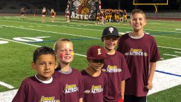 PYLUSD elementary school students participate in the football throw at Esperanza High School's second annual Elementary School Night on September 13, 2019.