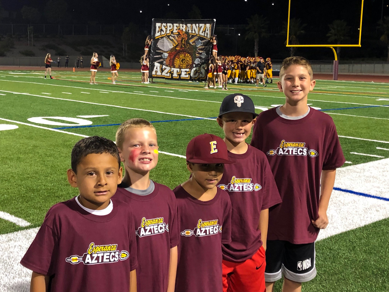 PYLUSD elementary school students participate in the football throw at Esperanza High School's second annual Elementary School Night on September 13, 2019.