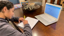 Yorba Linda Middle School 7th grader and "future engineer," Maiah Sharma, working on MATHCOUNTS' five engineer-themed Problems of the Day.