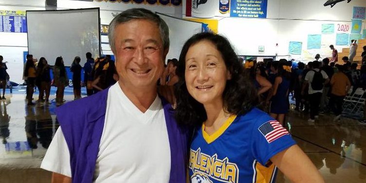 Mrs. Wendy Umekubo is pictured with husband Mr. Leonard Takahashi at Valencia High School in 2019.