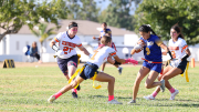 Valencia High School's girls flag football team took on Cypress High School in a game on Monday, October 2, 2023.
