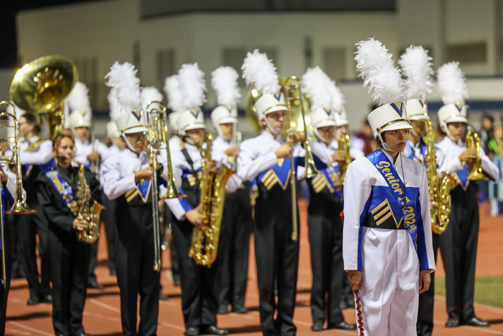 Students performing in Band Pageant on Novemeber 1, 2023.